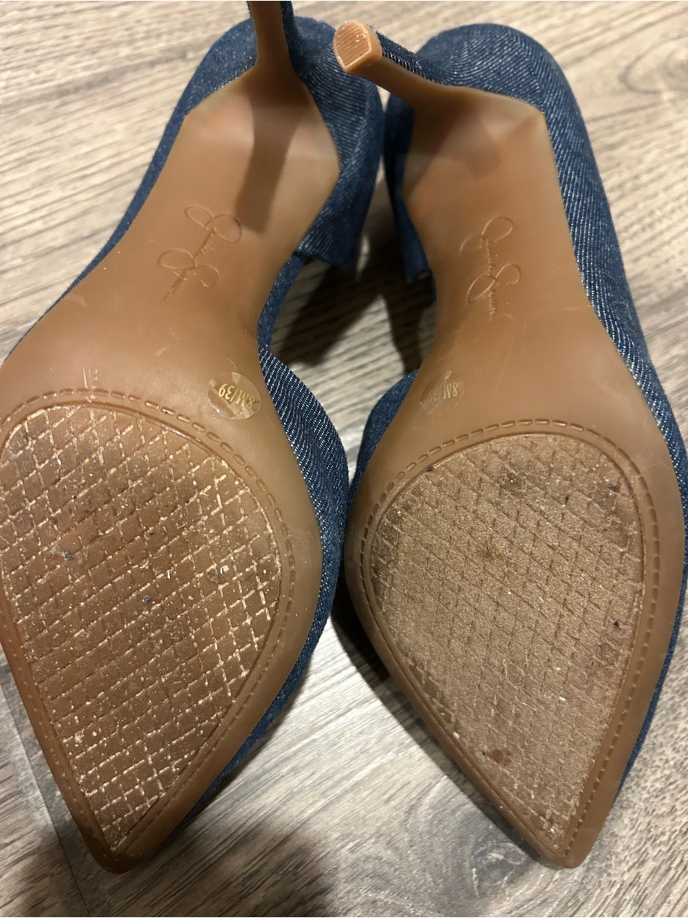 Jessica Simpson Denim Livvy Pointed-Toe D’orsay Pumps in Dark Blue - Picture 3 of 5